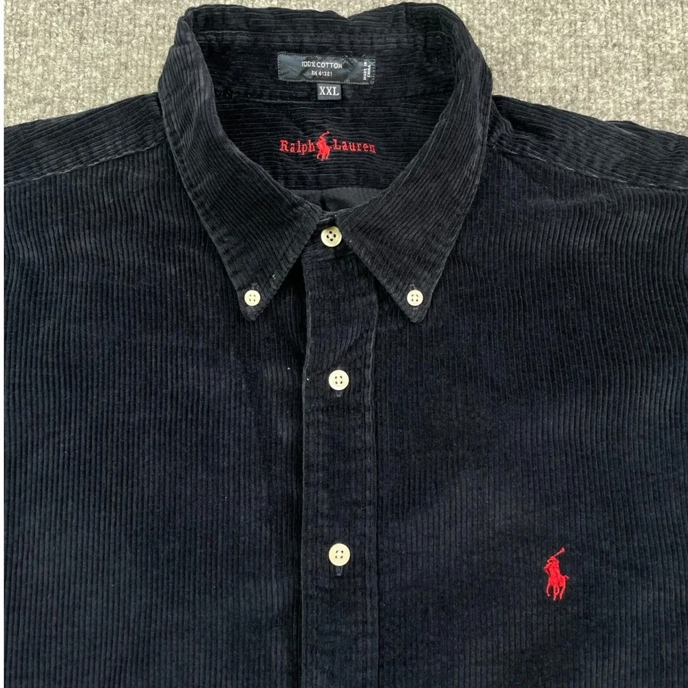Polo Ralph Lauren Button Down Mens XXL Navy‎ Blue Corduroy The Blaire Shirt
